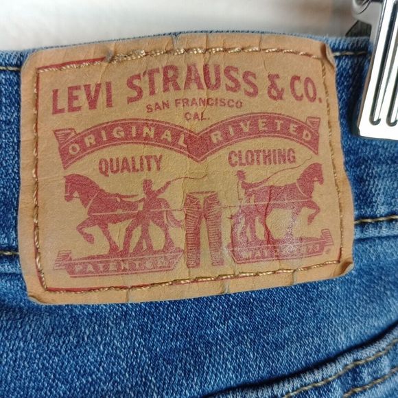 Levi's Jeans Classic Straight Womens Size 6 Medium Wash Stretch Denim Orange Tab - Picture 5 of 10